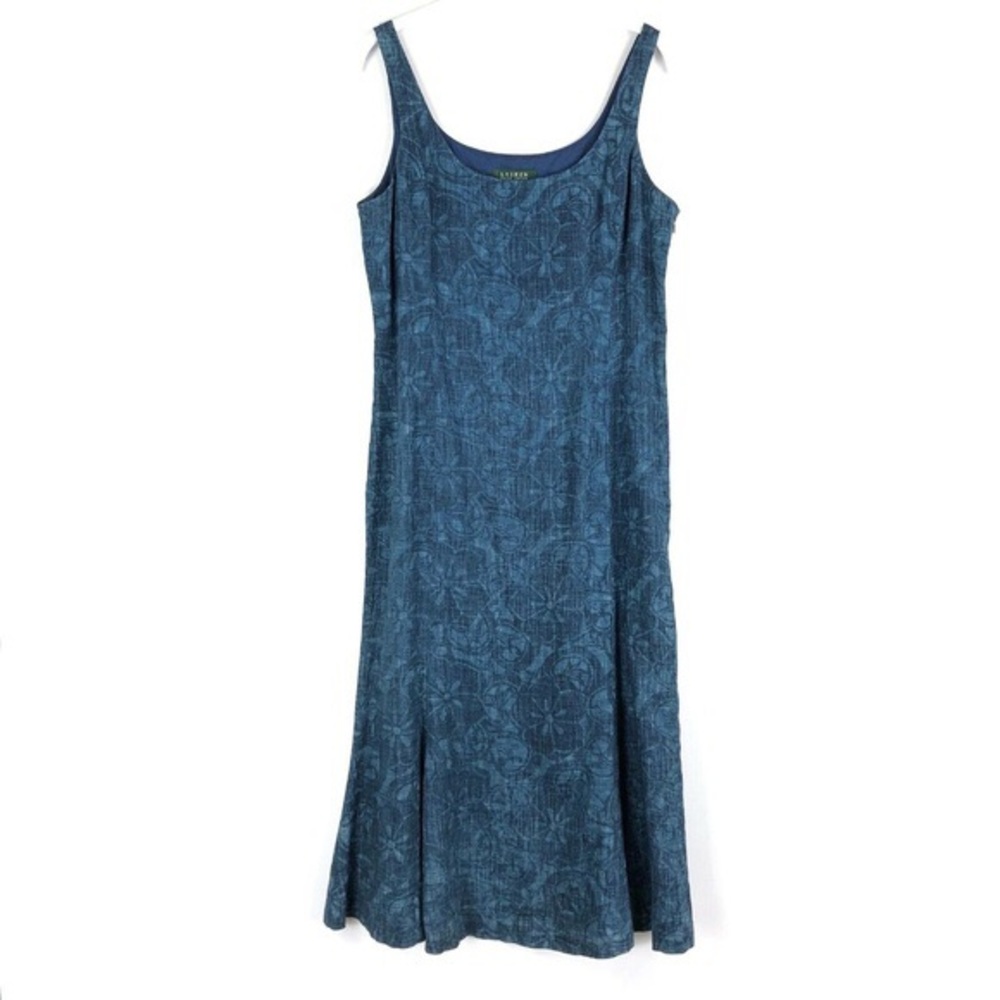 Lauren Ralph Lauren Blue Linen Maxi Dress, Size 4,
